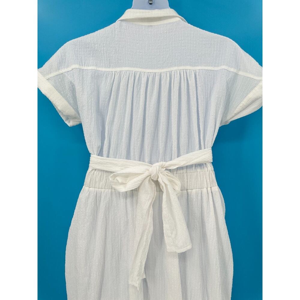 Lulu's Cream Button-Front Midi Dress with Tie Top - Picture 10 of 11